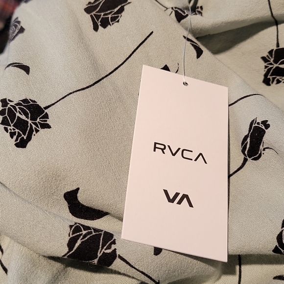 RVCA Sage Jade Green Floral Whine Strappy Back Mini Sun Dress Size Medium - Picture 6 of 12